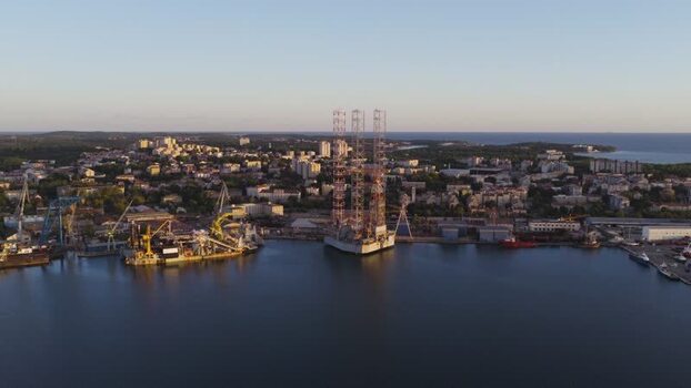Aerial view of Uljanik shipyard in Pula Croatia. Aerial view of Uljanik shipyard in Pula Croatia.