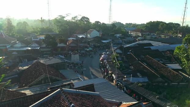 Aerial view of the village of Kemalang Indonesia.