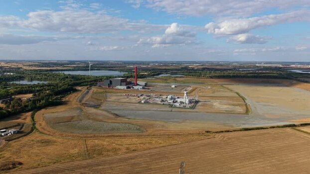 Aerial view of Rookery South ERF and Millbrook plant United Kingdom.