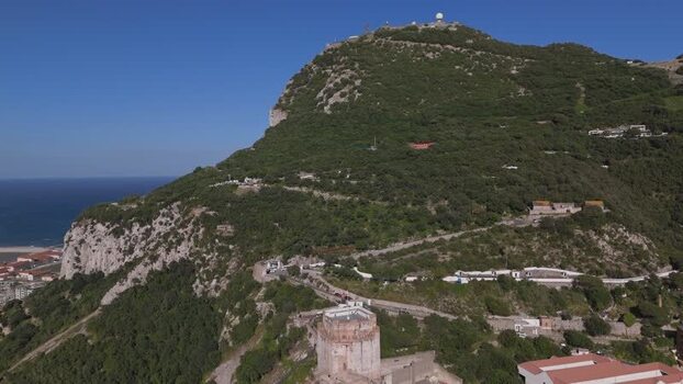 Aerial view of Moorish Castle on the Rock of Gibraltar Gibraltar. Aerial view of Moorish Castle on the Rock of Gibraltar Gibraltar.