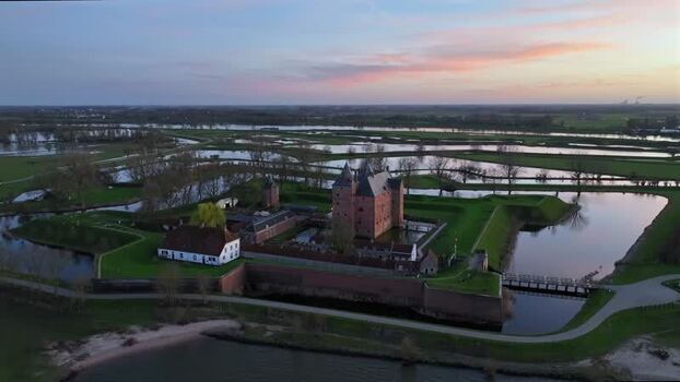 Aerial view of Loevestein Castle in Poederoijen Netherlands.