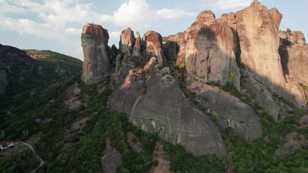 Aerial view of Meteora rock formations in Trikala Greece. Aerial view of Meteora rock formations in Trikala Greece.