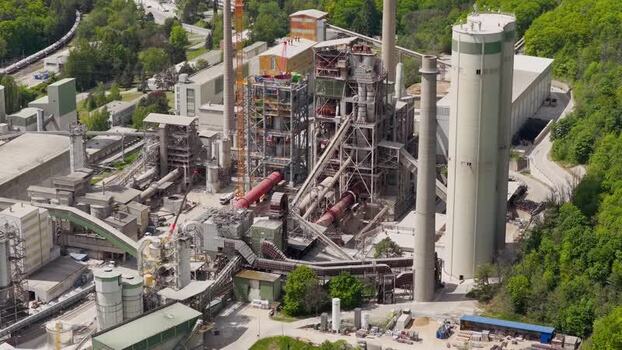 Aerial view of a cement factory Czechia.
