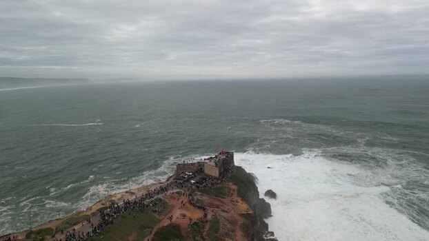 Aerial view of the Nazaré Fort Portugal. Aerial view of the Nazaré Fort Portugal.