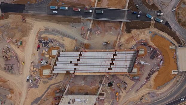 Aerial view of Black Cat Roundabout construction United Kingdom.