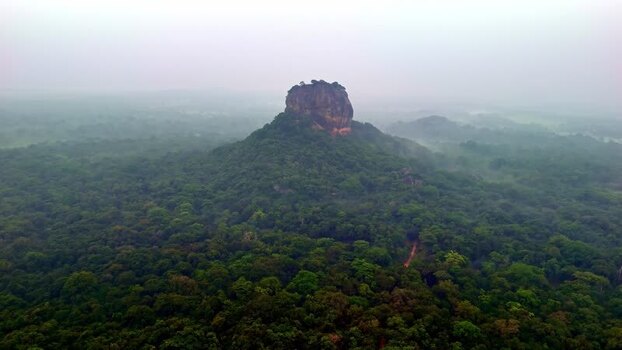 Aerial view of Sigiriya Rock Fortress Sri Lanka.