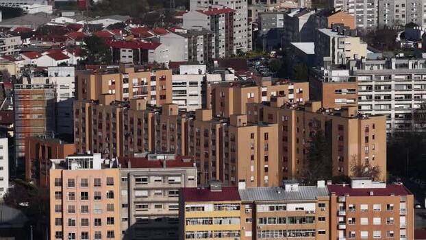 Aerial view of buildings in Maia Portugal.