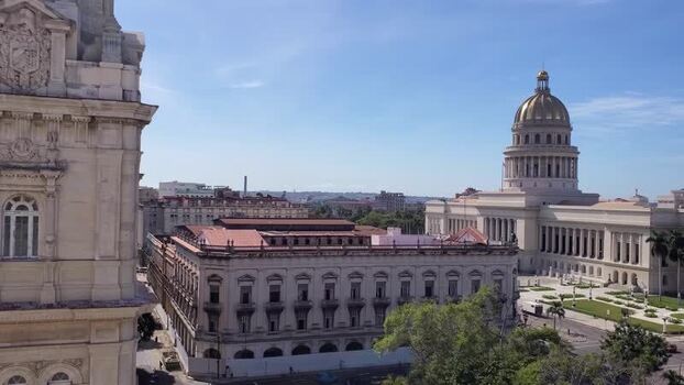 Aerial view of Havana Capitol in La Habana Cuba.