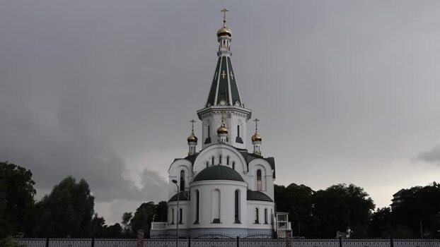 View of Alexander Nevsky Church in Kaliningrad Russia.
