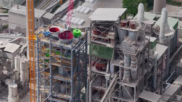 Aerial view of a cement factory under construction Czechia.