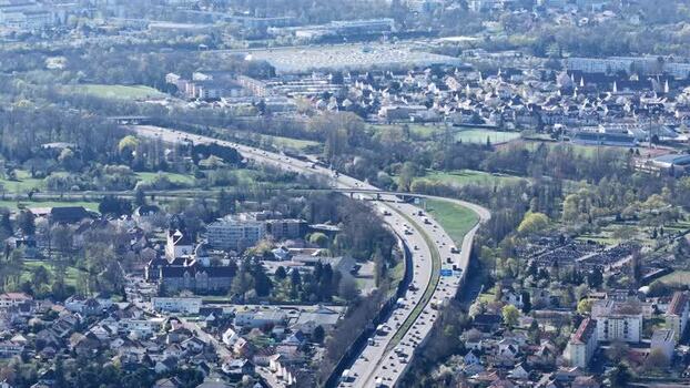Aerial view of highway with traffic France.