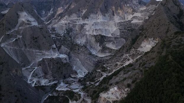 Aerial view of marble quarries in Carrara Italy. Aerial view of marble quarries in Carrara Italy.
