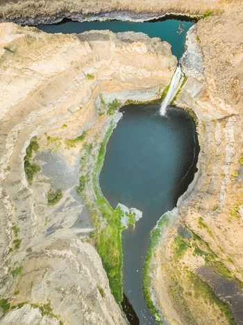 Aerial view of Palouse Falls in Washington USA.