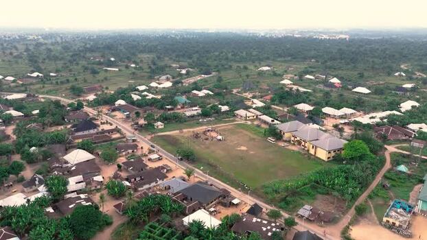 Aerial view of Obor Road settlement Nigeria. Aerial view of Obor Road settlement Nigeria.