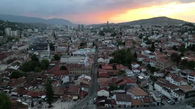 Aerial view of Bascarsija district in Sarajevo Bosnia and Herzegovina. Aerial view of Bascarsija district in Sarajevo Bosnia and Herzegovina.