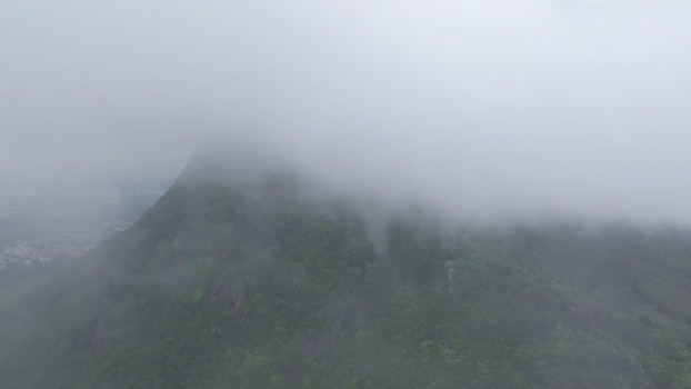 Aerial view of Trou Aux Cerfs volcano in Mauritius.