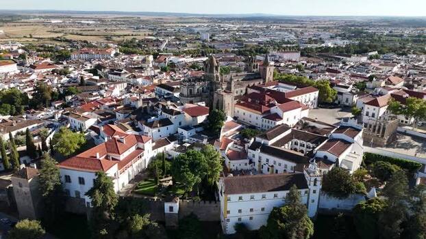 Aerial view of Cathedral of Evora in Evora Portugal. Aerial view of Cathedral of Evora in Evora Portugal.