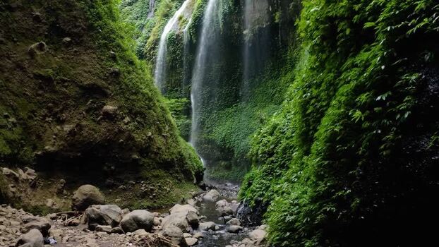 Aerial view of Madakaripura Waterfall in Indonesia. Aerial view of Madakaripura Waterfall in Indonesia.