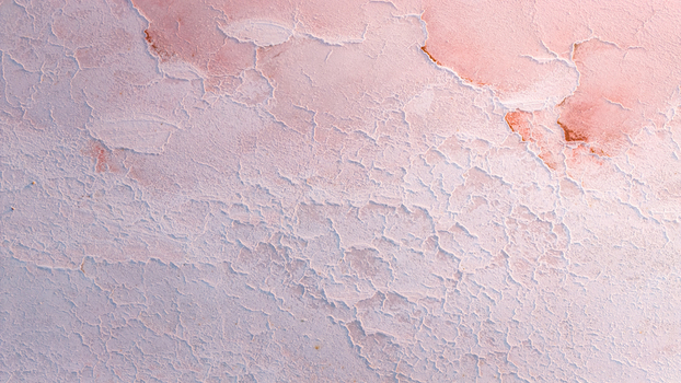 Aerial view of cracked pink salt crust and pale mineral layers forming an intricate organic pattern in France. Aerial view of cracked pink salt crust and pale mineral layers forming an intricate organic pattern in France.