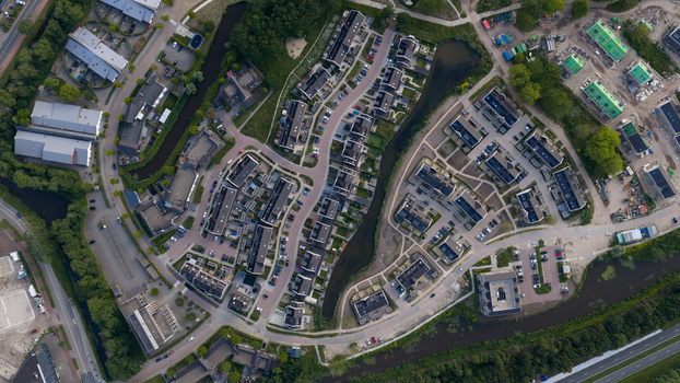 Aerial view of Modern Residential Housing in Kwadijkerpark Purmerend Aerial view of Modern Residential Housing in Kwadijkerpark Purmerend