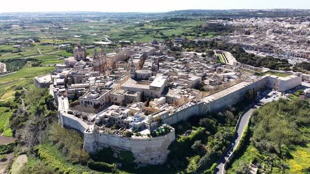 Aerial view of the fortified city of Mdina Malta. Aerial view of the fortified city of Mdina Malta.