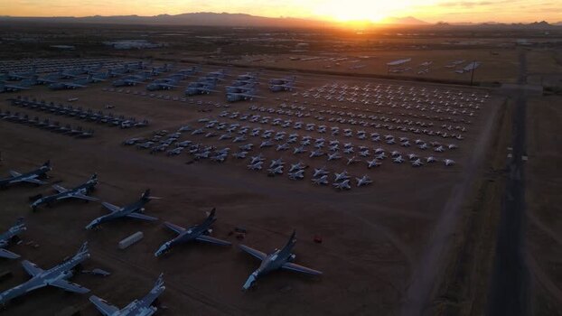 Aerial view of planes at sunset United States. Aerial view of planes at sunset United States.