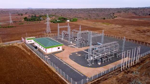 Aerial view of power substation in Loitokitok Kenya.