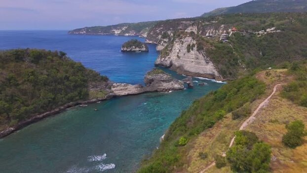 Aerial view of Diamond Beach and limestone cliffs in Nusa Penida Indonesia. Aerial view of Diamond Beach and limestone cliffs in Nusa Penida Indonesia.