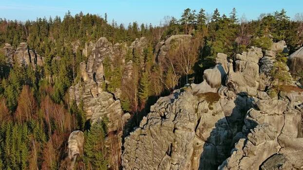 Aerial view of Adrspach Teplice Rocks in Czechia.