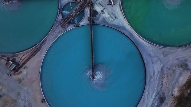 Aerial view of water treatment plant United States. Aerial view of water treatment plant United States.