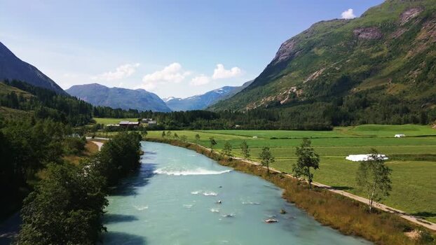 Aerial view of Stardalen valley in Sunnfjord Norway.