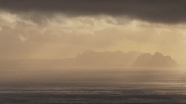 Aerial view of Reinebringen peaks Norway.
