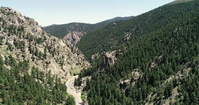Aerial view of Bihedral Trail Head in Nederland United States. Aerial view of Bihedral Trail Head in Nederland United States.