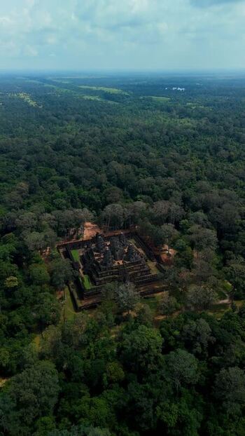 Aerial view of ancient temple in the jungle Cambodia. Aerial view of ancient temple in the jungle Cambodia.