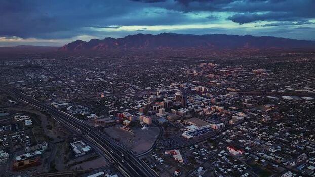 Aerial view of Tucson cityscape with mountains United States. Aerial view of Tucson cityscape with mountains United States.
