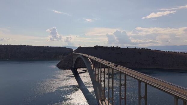Aerial view of Krk Bridge Croatia.