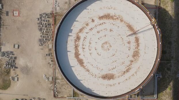 Aerial view of an industrial storage tank in Priolo Gargallo Italy. Aerial view of an industrial storage tank in Priolo Gargallo Italy.