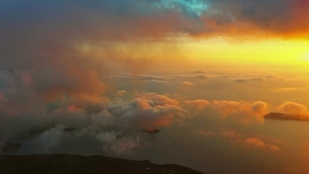 Aerial view of clouds over the sea at sunset Montenegro. Aerial view of clouds over the sea at sunset Montenegro.