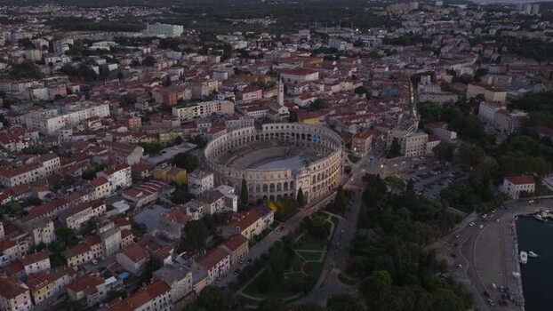 Aerial view of Pula Arena in Pula Croatia. Aerial view of Pula Arena in Pula Croatia.