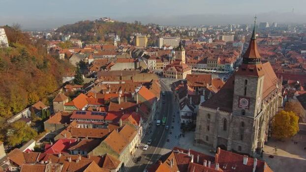 Aerial view of Black Church in Brasov Romania. Aerial view of Black Church in Brasov Romania.