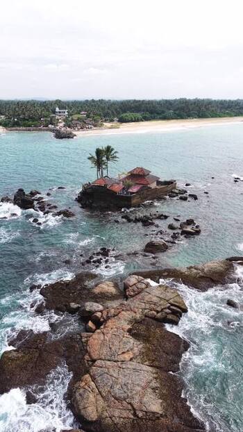 Aerial view of Seenigama Muhudu Dewalaya temple Sri Lanka. Aerial view of Seenigama Muhudu Dewalaya temple Sri Lanka.