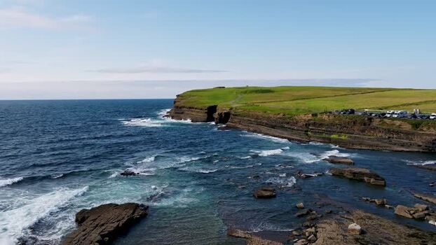 Aerial view of Dun Briste Sea Stack in Ballycastle Ireland. Aerial view of Dun Briste Sea Stack in Ballycastle Ireland.