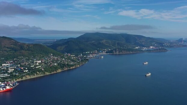 Aerial view of Petropavlovsk Kamchatskiy Russia.