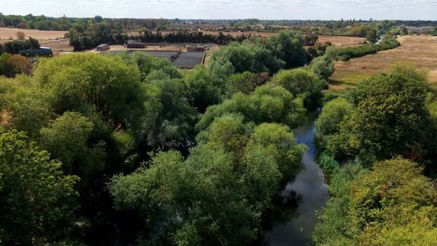 Aerial view of the River Great Ouse in St Neots United Kingdom. Aerial view of the River Great Ouse in St Neots United Kingdom.