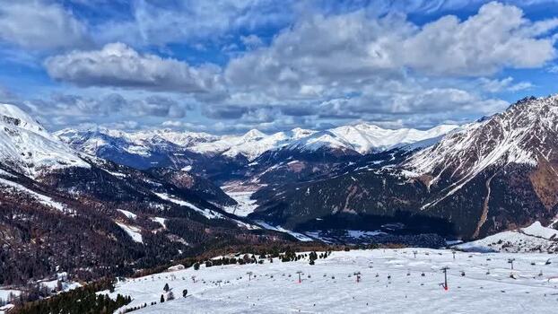 Aerial view of Nauders ski slopes in the Austrian Alps Austria.