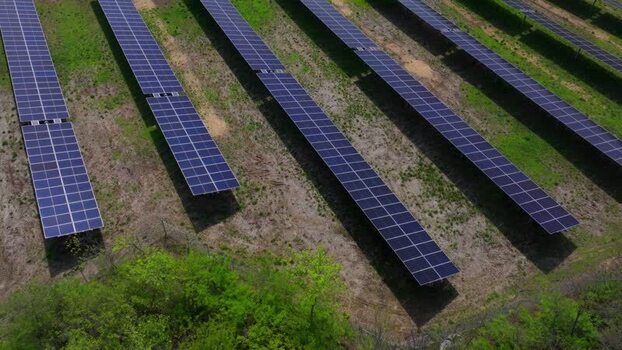 Aerial view of Solar Panels in Lebanon United States.