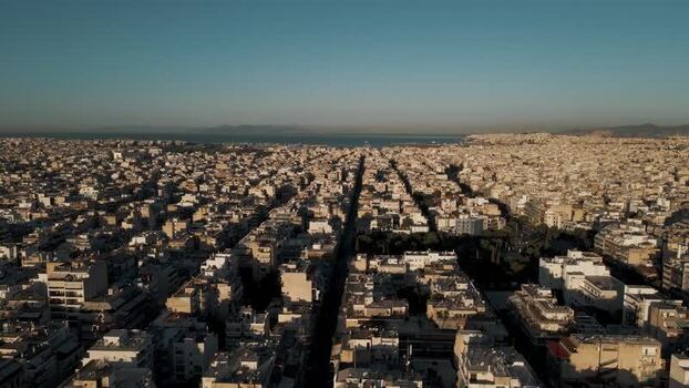 Aerial view of the city of Athens Greece.
