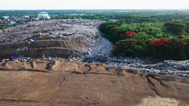 Aerial view of Iloilo City Landfill in Iloilo City Philippines.