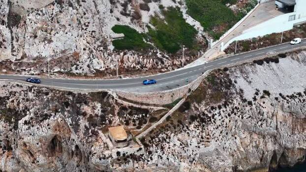 Aerial view of the coastal road near Europa Point Gibraltar.
