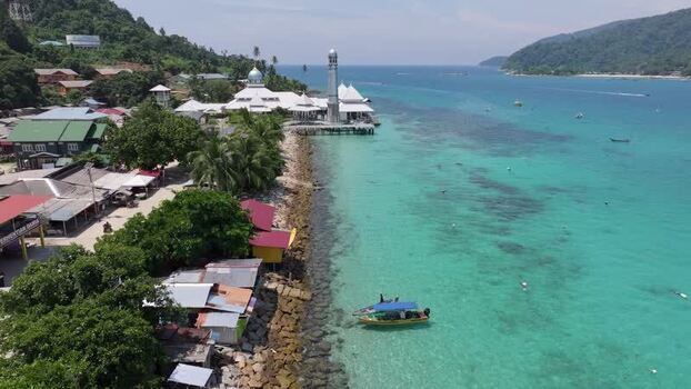 Aerial view of Perhentian Islands Mosque in Terengganu Malaysia. Aerial view of Perhentian Islands Mosque in Terengganu Malaysia.